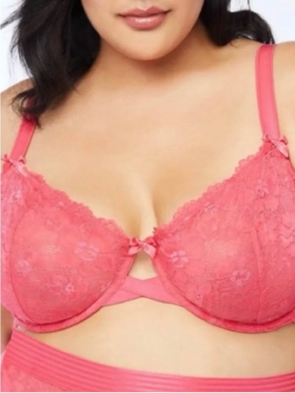 Savage x FENTY unlined floral lace bra 42C hot pink